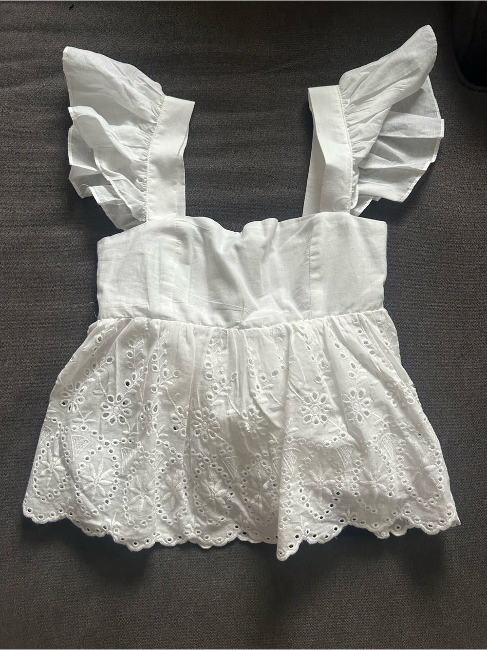Lulu's White Eyelet Ruffle Strap Camisole